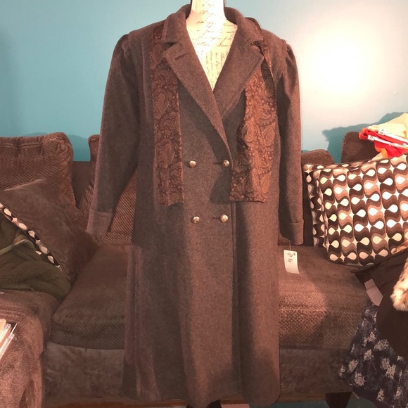 NWT Vintage Alexis Reed Full Length Wool Pea Coat, size 20W - Picture 1 of 9